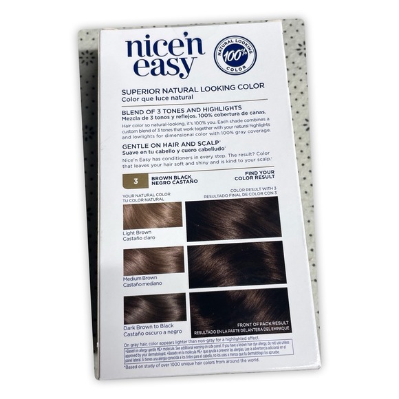 Clairol Nice'n Easy Permanent Hair Color, 3 Brown Black, Pack Of 2 - Picture 3 of 5
